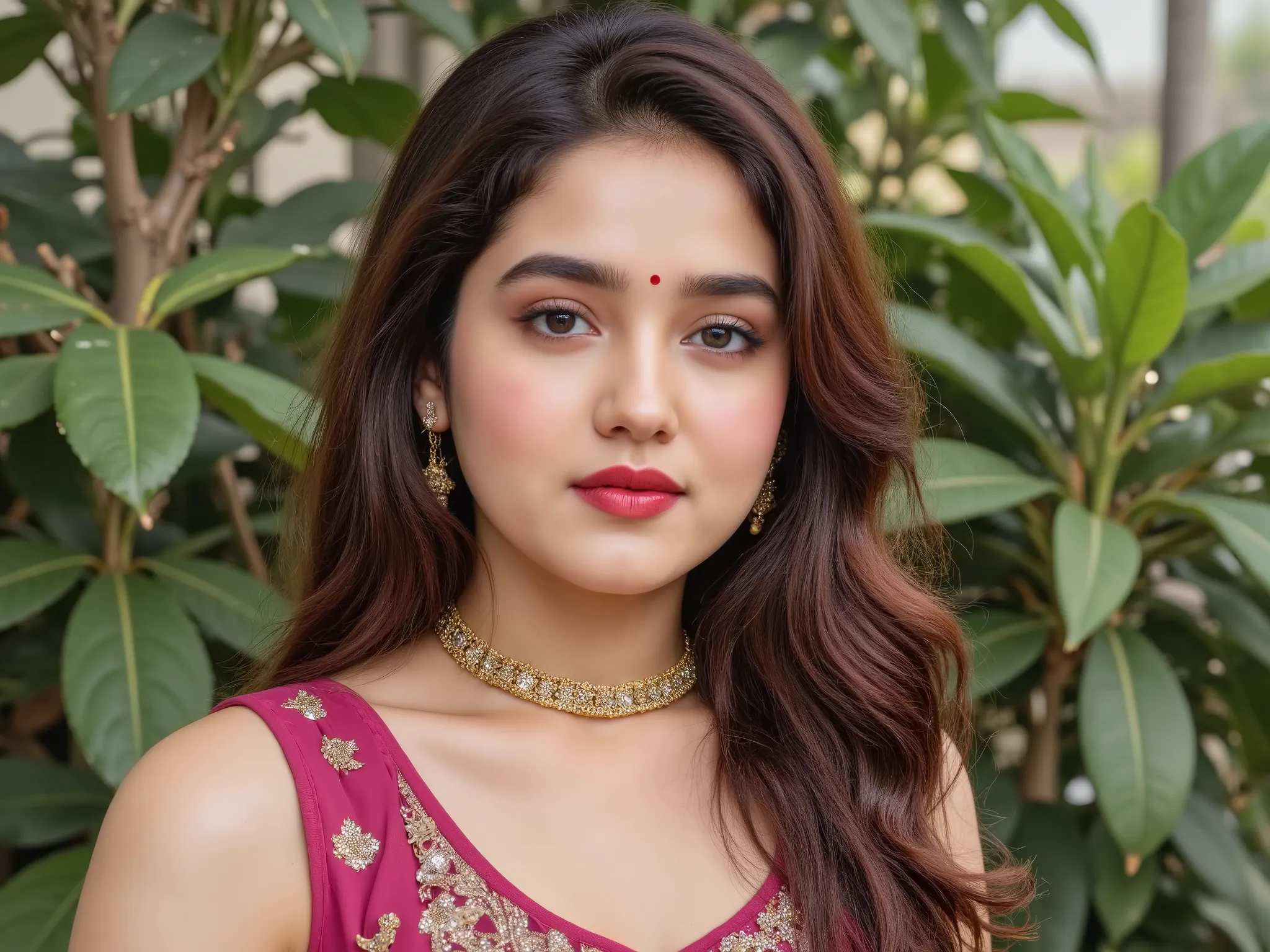 A North Indian-European Curvy MILF Bhabhi aged 38. She has the delicate, beautiful Square facial structure of an Indian Women with the pale white fair skin tone. Long shiny wavy hair. A Long round point, symmetrical nose, placed perfectly at the center of ...