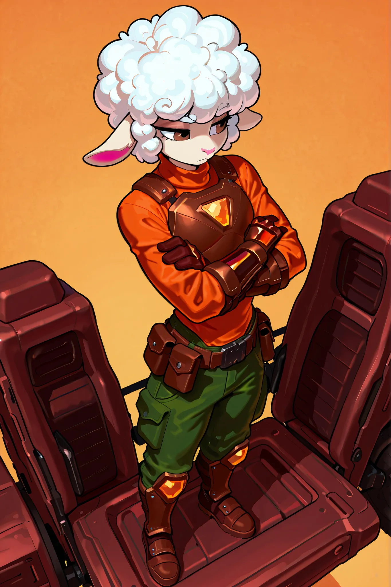 masterpiece, 2d, bold, clean lineart, simple flat shaded shadows/lighting, white simple background, solo character, anthro kemono male sheep, feline, long floffy sheep ears hanging down both sides, (totodraw style:1.3), ((slender lean body type:1.2)), broa...