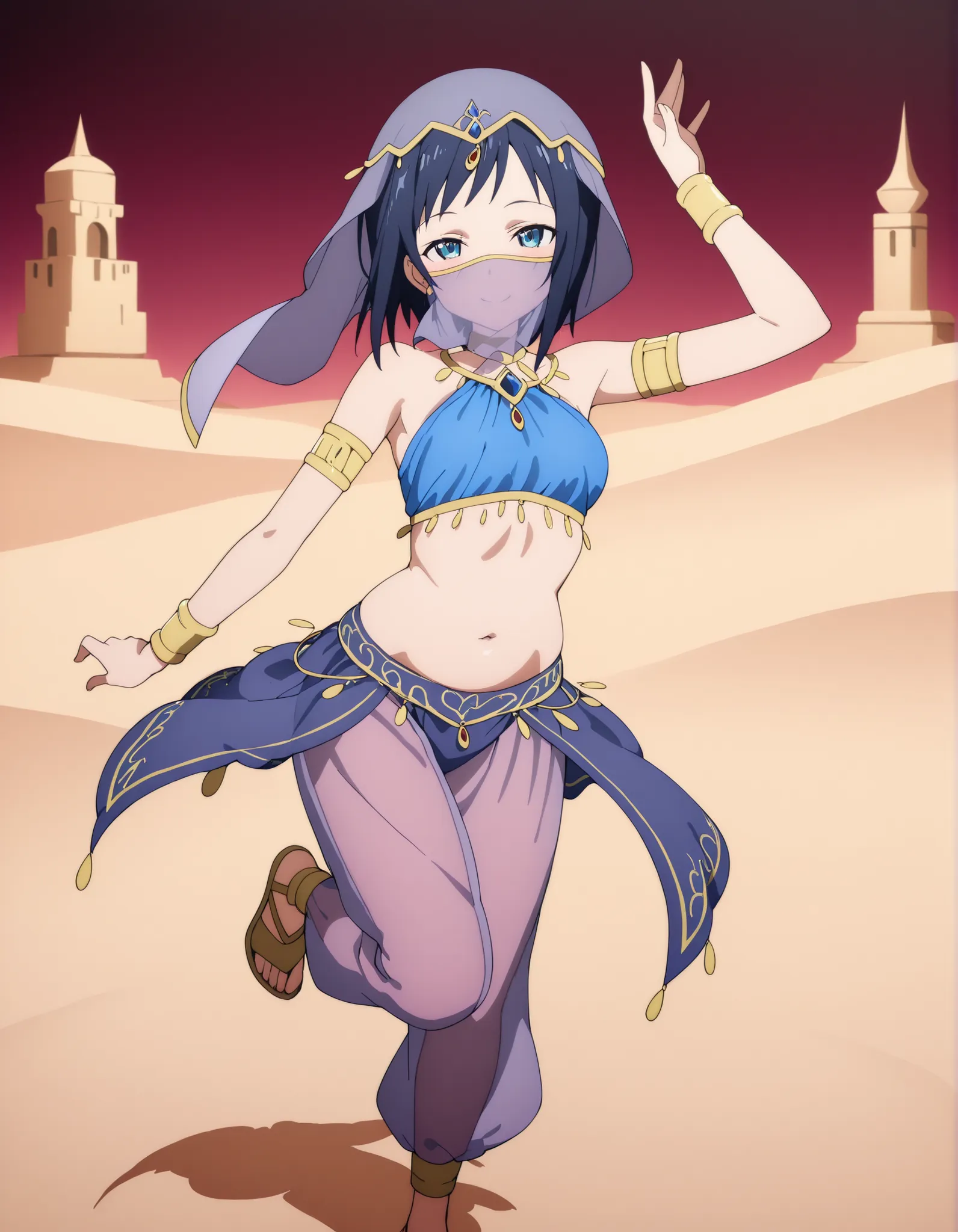 Sachi, dancer,belly dance attire , belly dancing,mouth veil, veil, desert palace , dancing, smile,harem skirt, harem pants, belly dancing, harem veil,dancing with veils,seductive pose