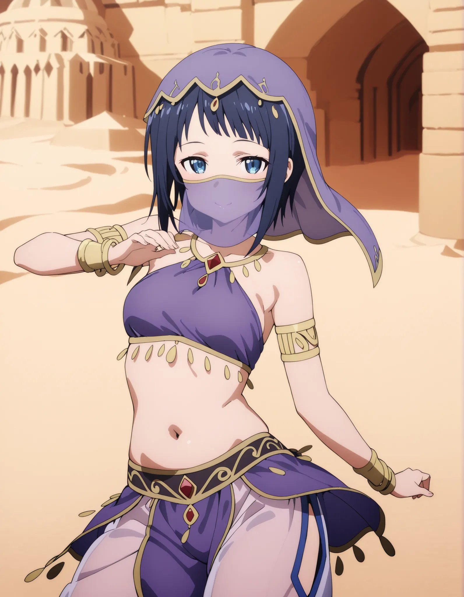 Sachi, dancer,belly dance attire , belly dancing,mouth veil, veil, desert palace , dancing, smile,harem skirt, harem pants, belly dancing, harem veil,dancing with veils,seductive pose