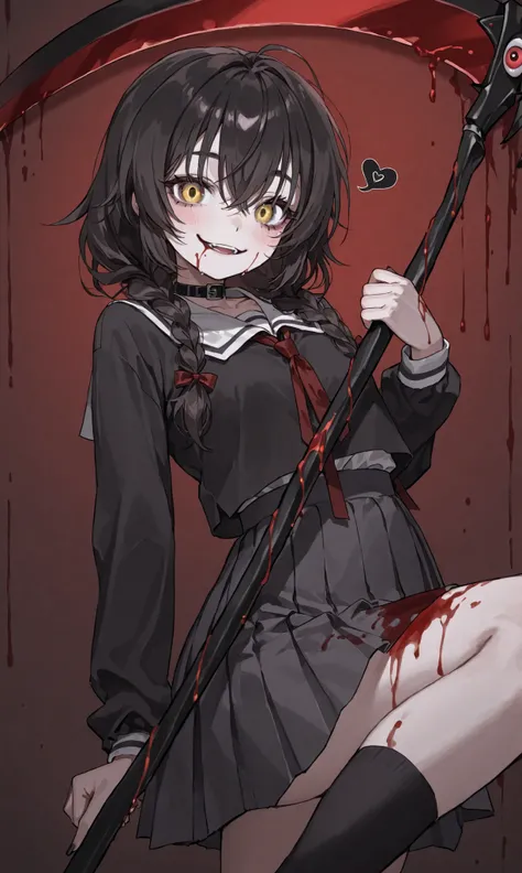 Jeff the Killer with a scythe 、blood、girl、cute、Erotic