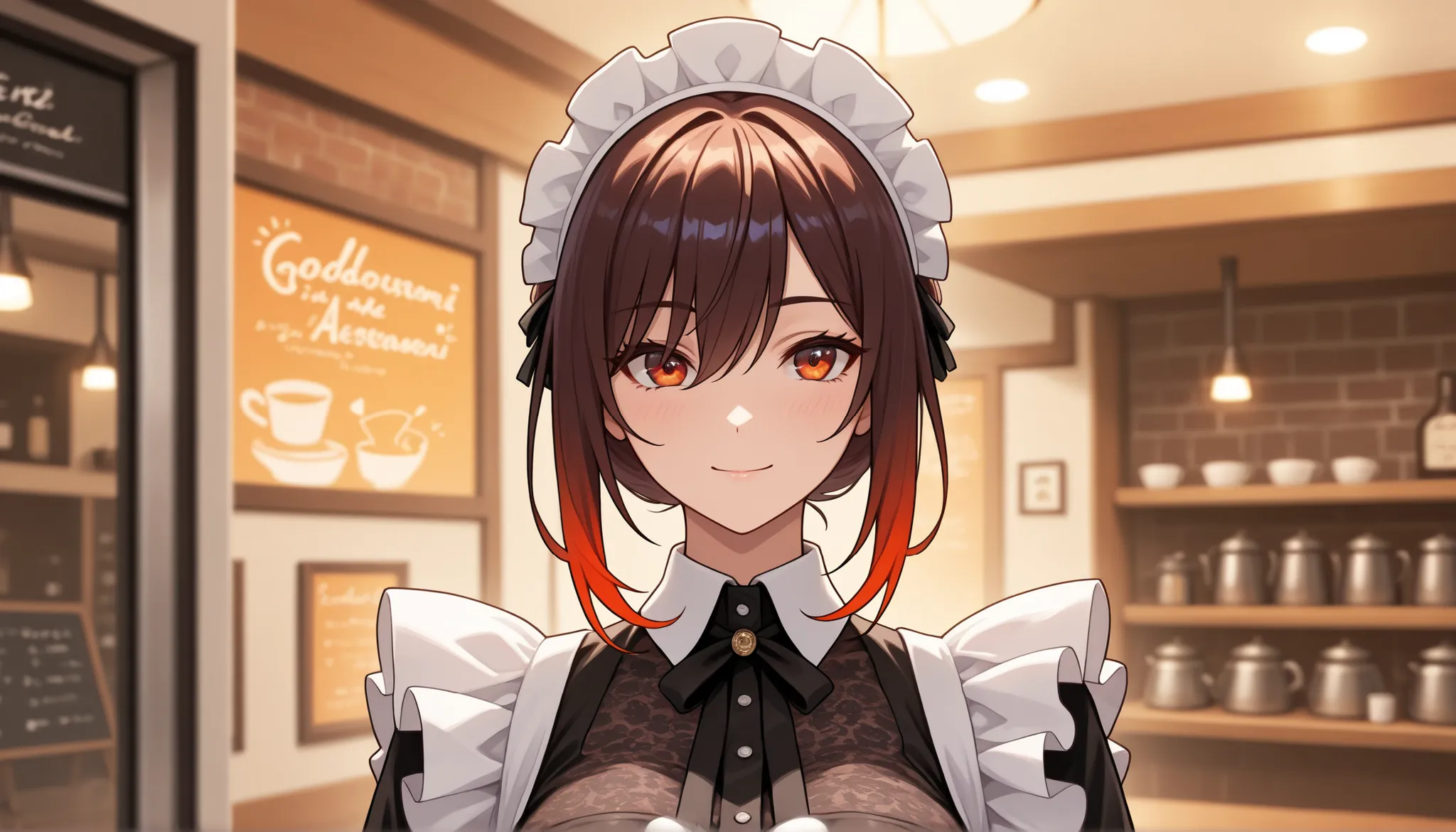 ((solo)), close-up, hair tacking , 素晴らSeems傑作, top quality, high fashion, Extremely ridiculous, HDR, intricate details, bright colors, very cute face, maid cafe, adult woman,(美Seems細部までこだわった顔), Moderate bust, 精密で美Seems風景, god々Seems, The upper body is visib...