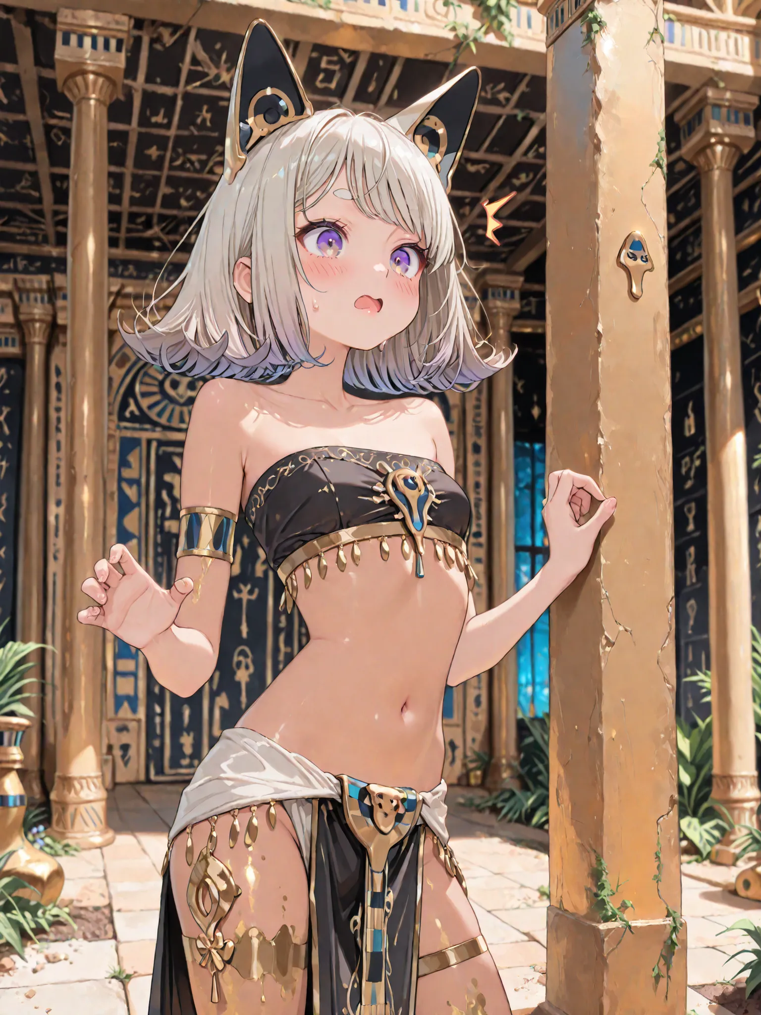 ((Masterpiece)), ((best quality, amazing quality)), ((very aesthetic, absurdres, newest)), ((detailed background, negative space, blurry background, depth of field)), ((1girl)), (cute young girl), (Healthy body, Textured skin, small breast, tilt head), (br...