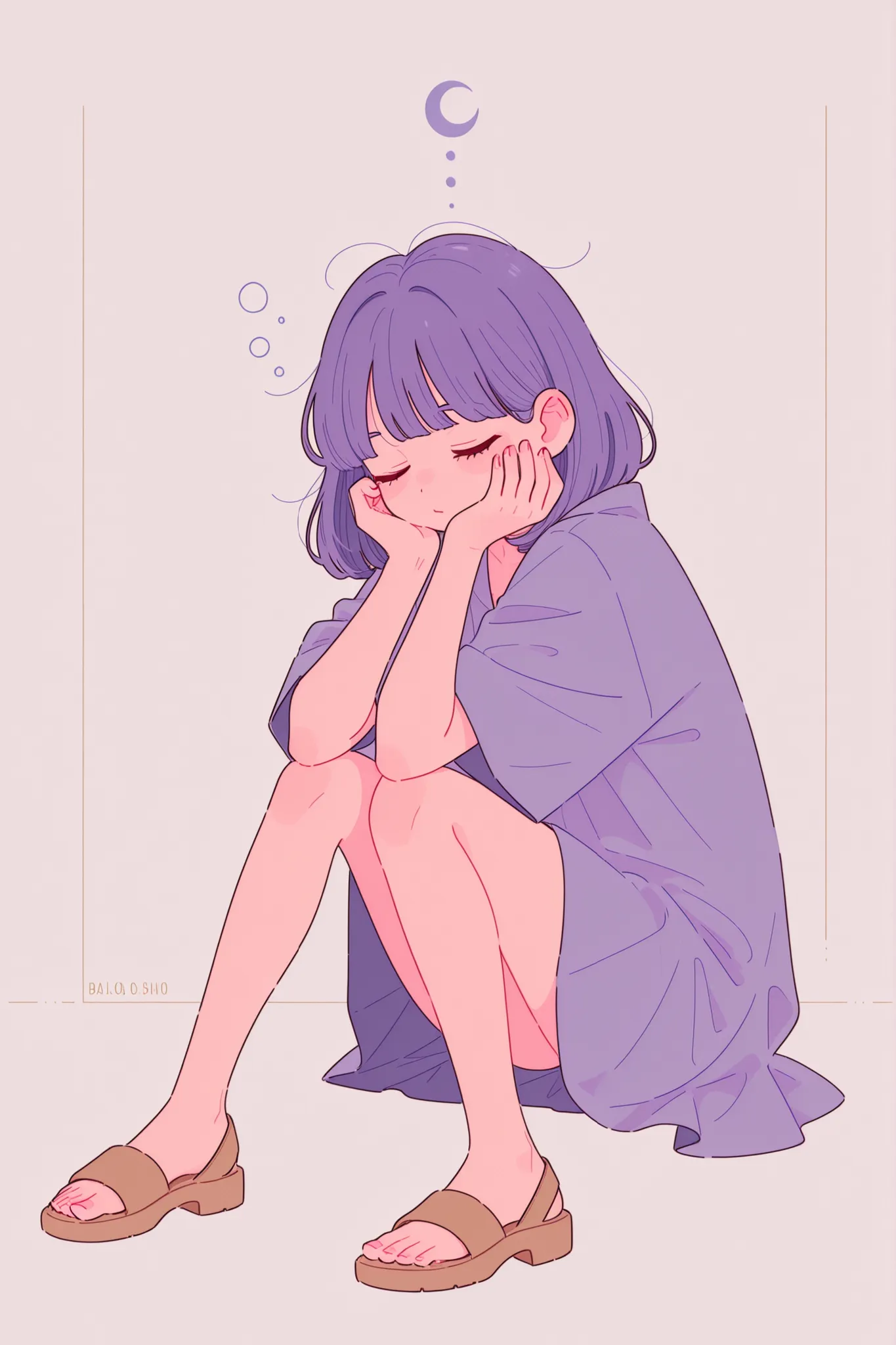 Sleepy Neighbor Sister, full body, balão de sonho