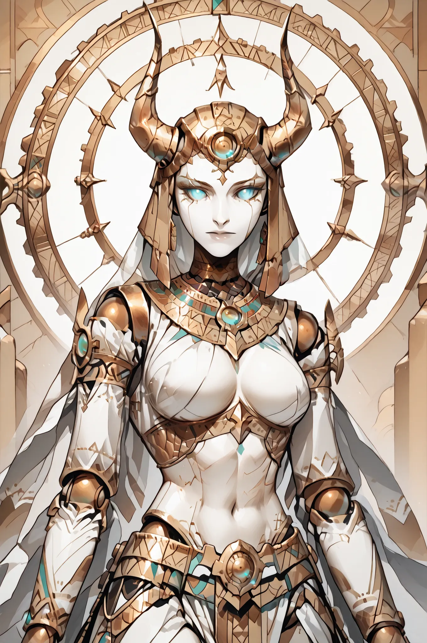 A magnificent and mythical humanoid figure is captured in an intricate and dynamic pose, reminiscent of a futuristic gargoyle or a legendary creature. This character possesses a striking blend of ornate armor and organic features, merging artistry with a s...