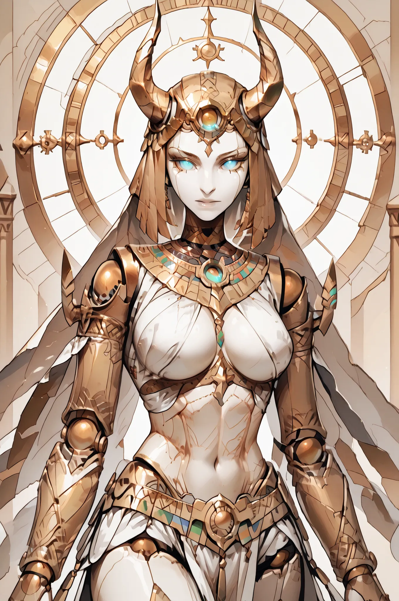 A magnificent and mythical humanoid figure is captured in an intricate and dynamic pose, reminiscent of a futuristic gargoyle or a legendary creature. This character possesses a striking blend of ornate armor and organic features, merging artistry with a s...