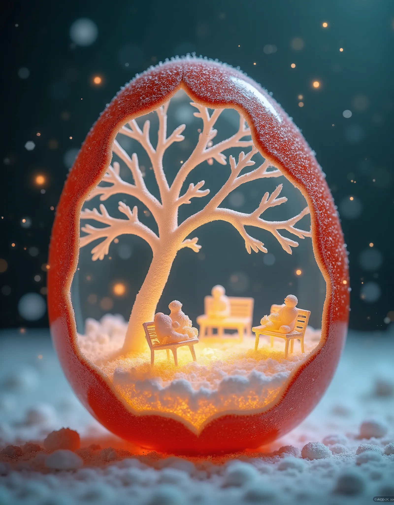 ZOZ_XUANHUAN A masterpiece in an eggshell: A miniature landscape unfolds, Made with precision using Chinese carving techniques. Little tree 々, birds sitting on park benches, And the flow swirls within the delicate eggshell canvas, As if painted with a tiny...