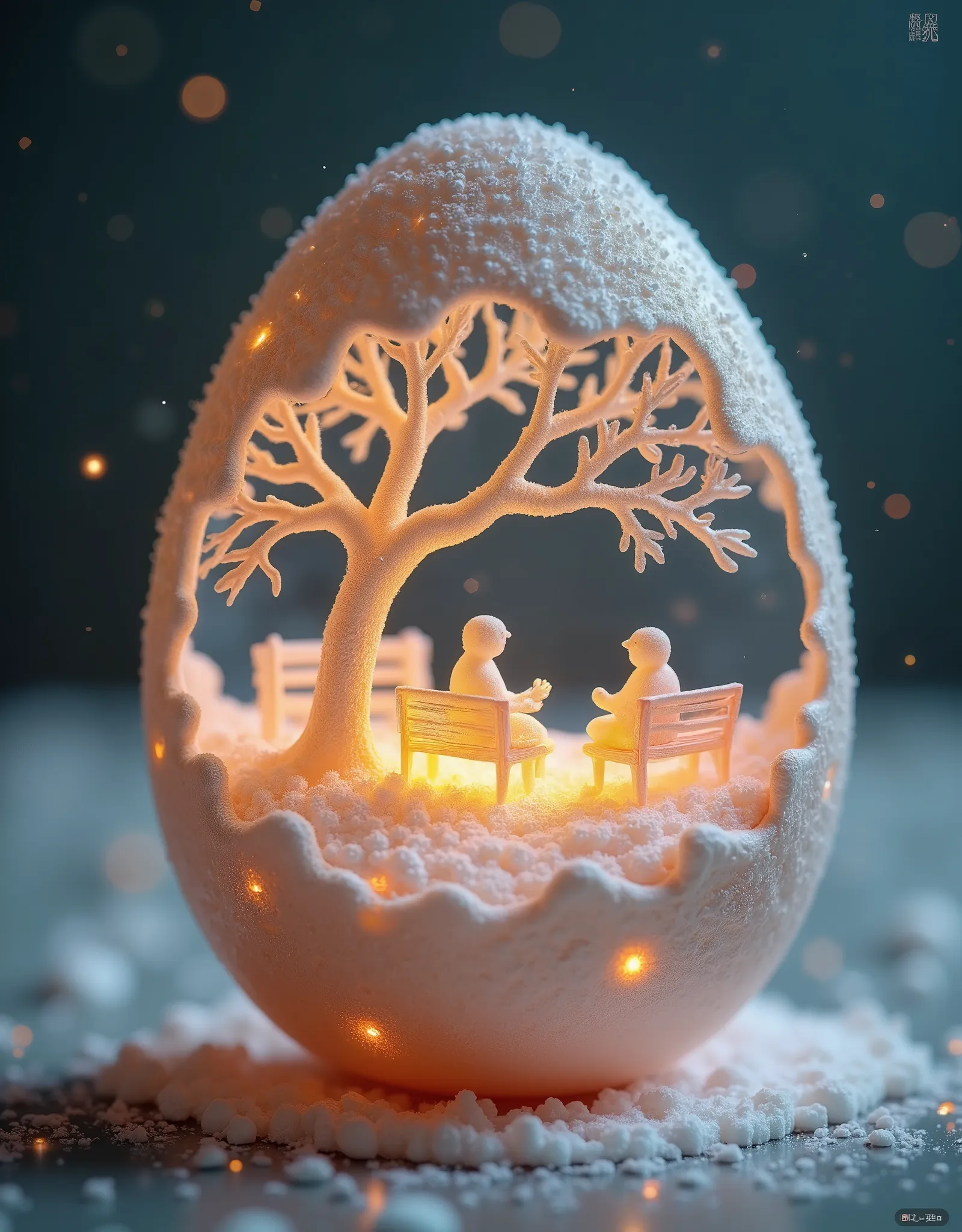 ZOZ_XUANHUAN A masterpiece in an eggshell: A miniature landscape unfolds, Made with precision using Chinese carving techniques. Little tree 々, birds sitting on park benches, And the flow swirls within the delicate eggshell canvas, As if painted with a tiny...