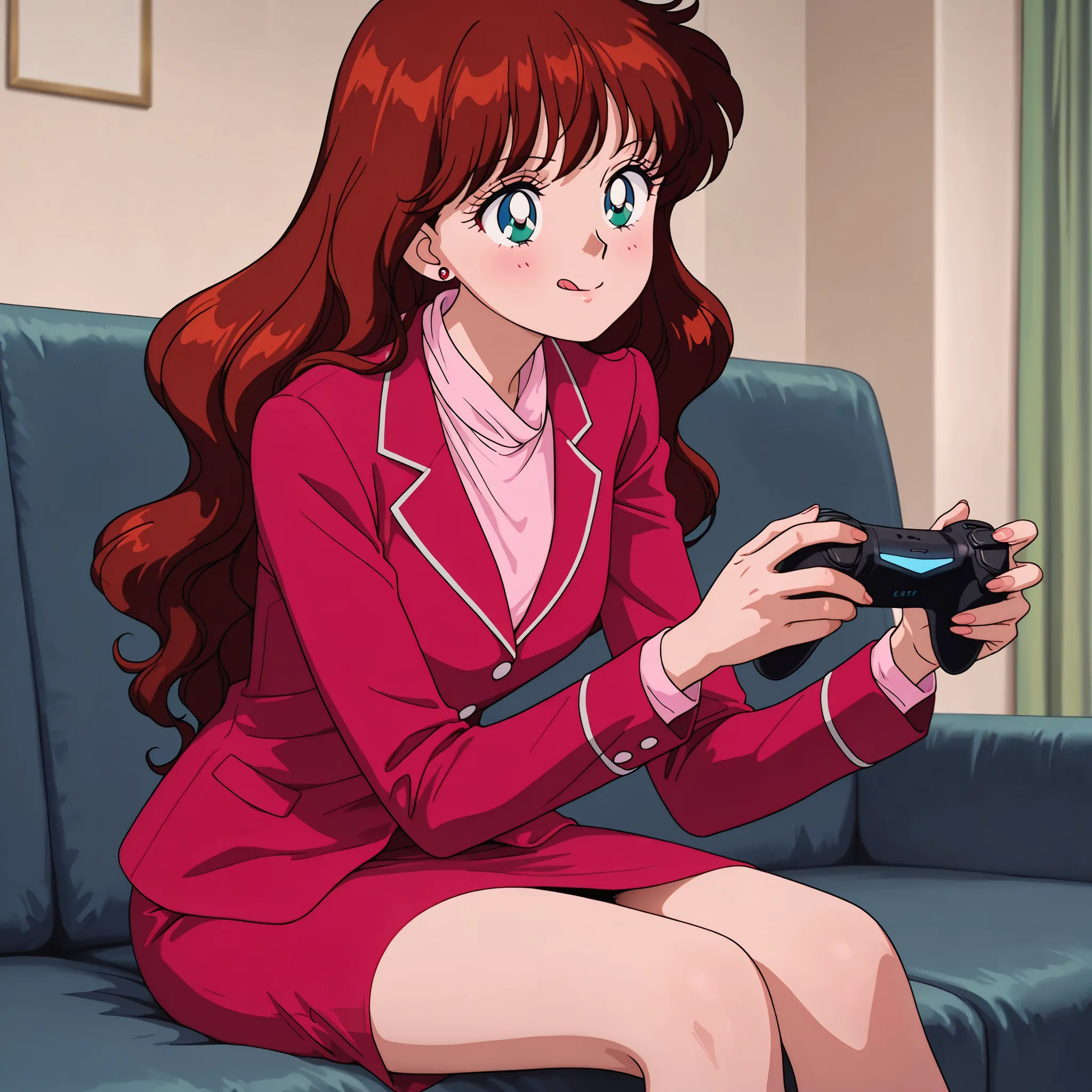masterpiece, amazing quality, best quality, ultra-detailed, 8K, illustration, clear skin, ultra-detailed-eyes, soft skin, very awa, very as2, soft body, newest, official art, 1girl, solo, haruna sakurada, bishoujo senshi sailor moon, long hair, reddish bro...