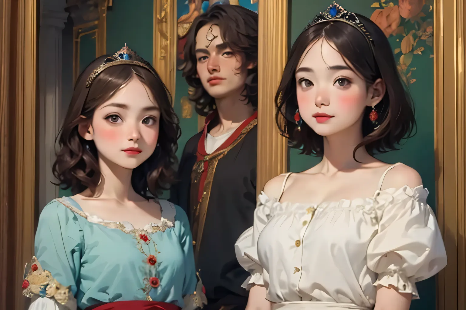 397 ((The Young Princess and the Young Prince)),(short hair),(Neat hair),(Ultra High Definition),(Opulent Palace),(Leonardo da Vinci Style Painting)
