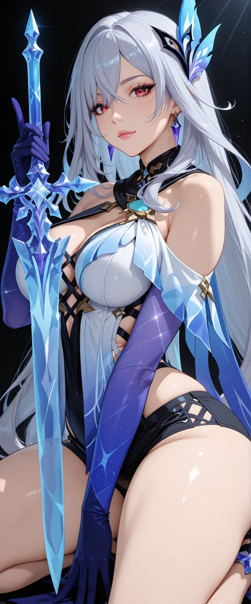 score_9, score_8_up, score_7_up, masterpiece, best quality, very aesthetic, fit image, attractive image, a solo character, solo, 1girl sexy, (1 skirk genshin impact), panting, masterpiece, best quality, amazing quality, sunlight, clear face, simple backgro...