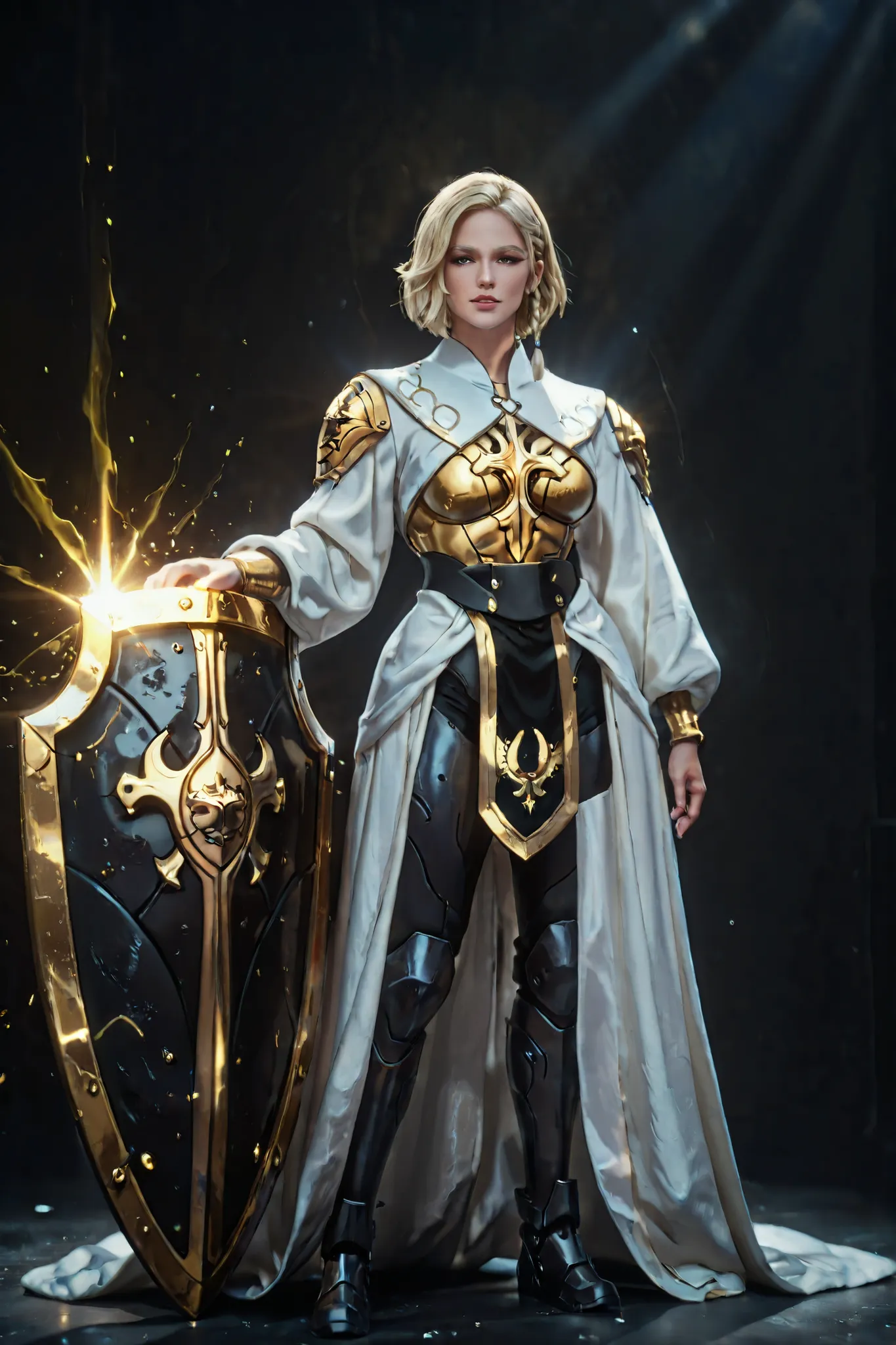 A character reference concept art in a realistic mature anime belnd  with subtle 3d cel shading, studio lighting soft glowing highlights , strong rim light, dramatic back lightd ,soft defused frontal lights and strong light glow casting sharp shadows creat...