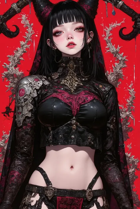 Gothic_girl, ((top quality)), (super high resolution), (super detailed), Chris Bachalo inspired, exquisite digital illustration, womanhood, Studio Ghibli Dark Fantasy, a tall skinny female high fashion model goddess, heavy eye makeup, hauntingly beautiful,...