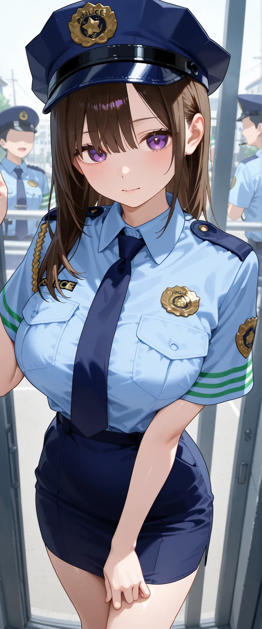 real、girl、Police Officer、Summer clothes、slightly larger breasts