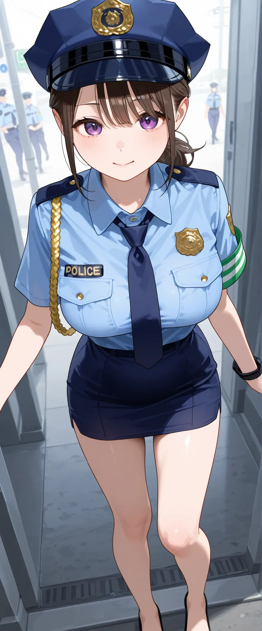 real、girl、Police Officer、Summer clothes、slightly larger breasts