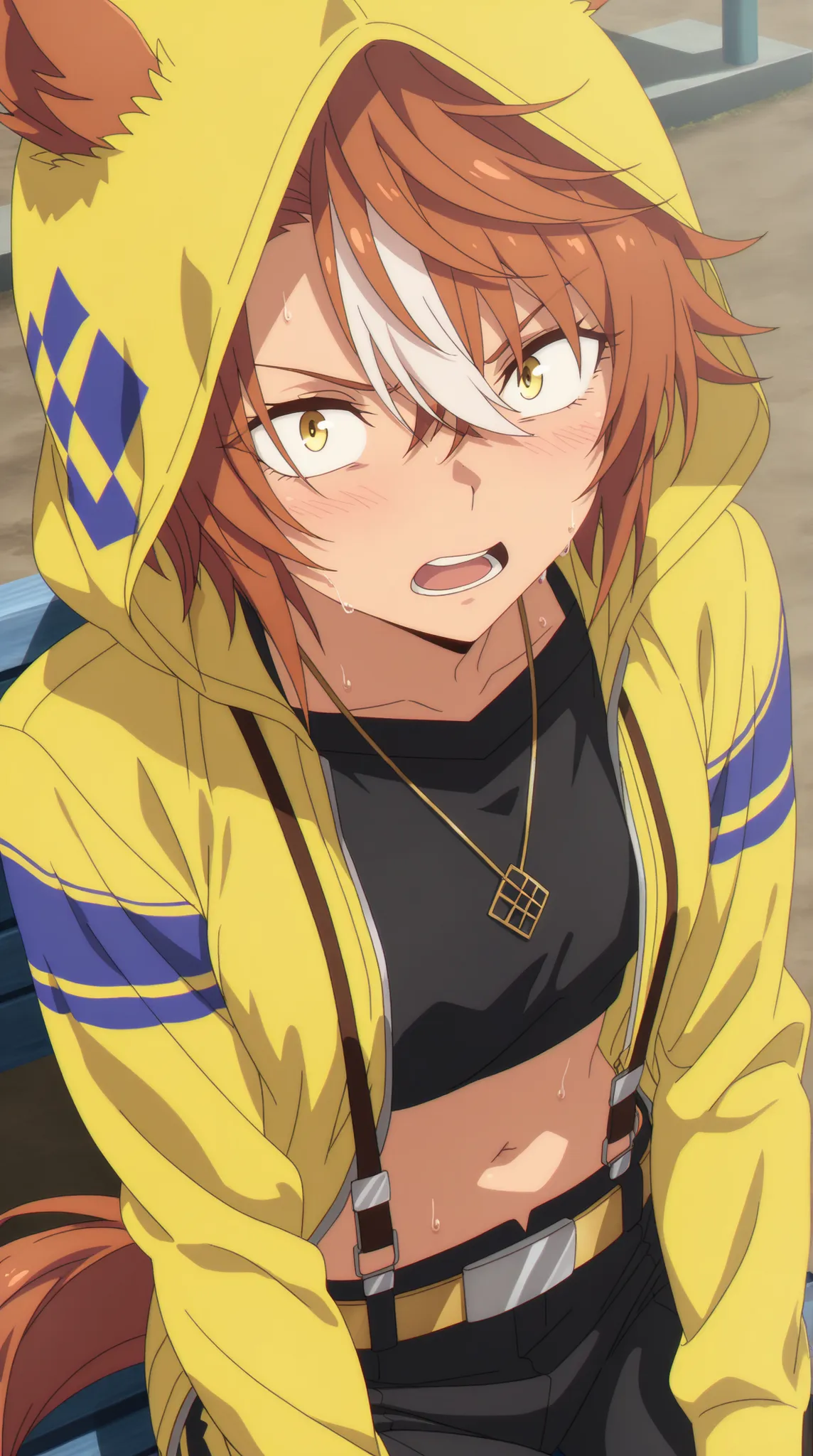 , Dictus Striker .Uma musume
High quality ,  best quality , masterpiece,  High Resolution , detailed face( LoRA: Dictus Striker ),anatomically correct, detailed hairstyle( LoRA: Dictus Striker ),anime Coloring
solo, 1 girl,
brown hair, streaked hair, short...