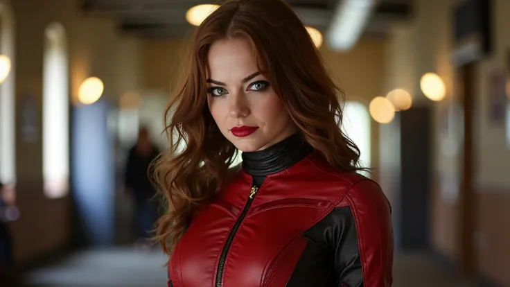  Girl with long light brown hair..  green eyes.. full lips.. medium-sized breasts .. narrow waist.. culo perfecto.. Disguised as Ladypool