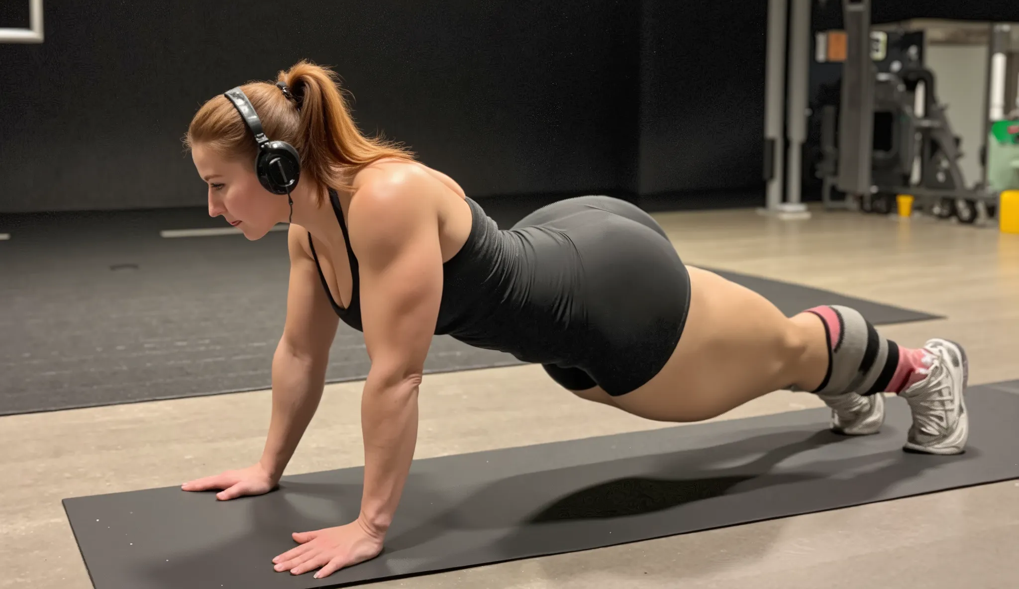 At 6 a.m. in a quiet gym, a young British woman with auburn hair and tired eyes moves silently across the mat. She wears a short, dark athletic dress — simple, unadorned, its hem grazing mid-thigh — paired with worn trainers. Her sleeves are pushed up, rev...