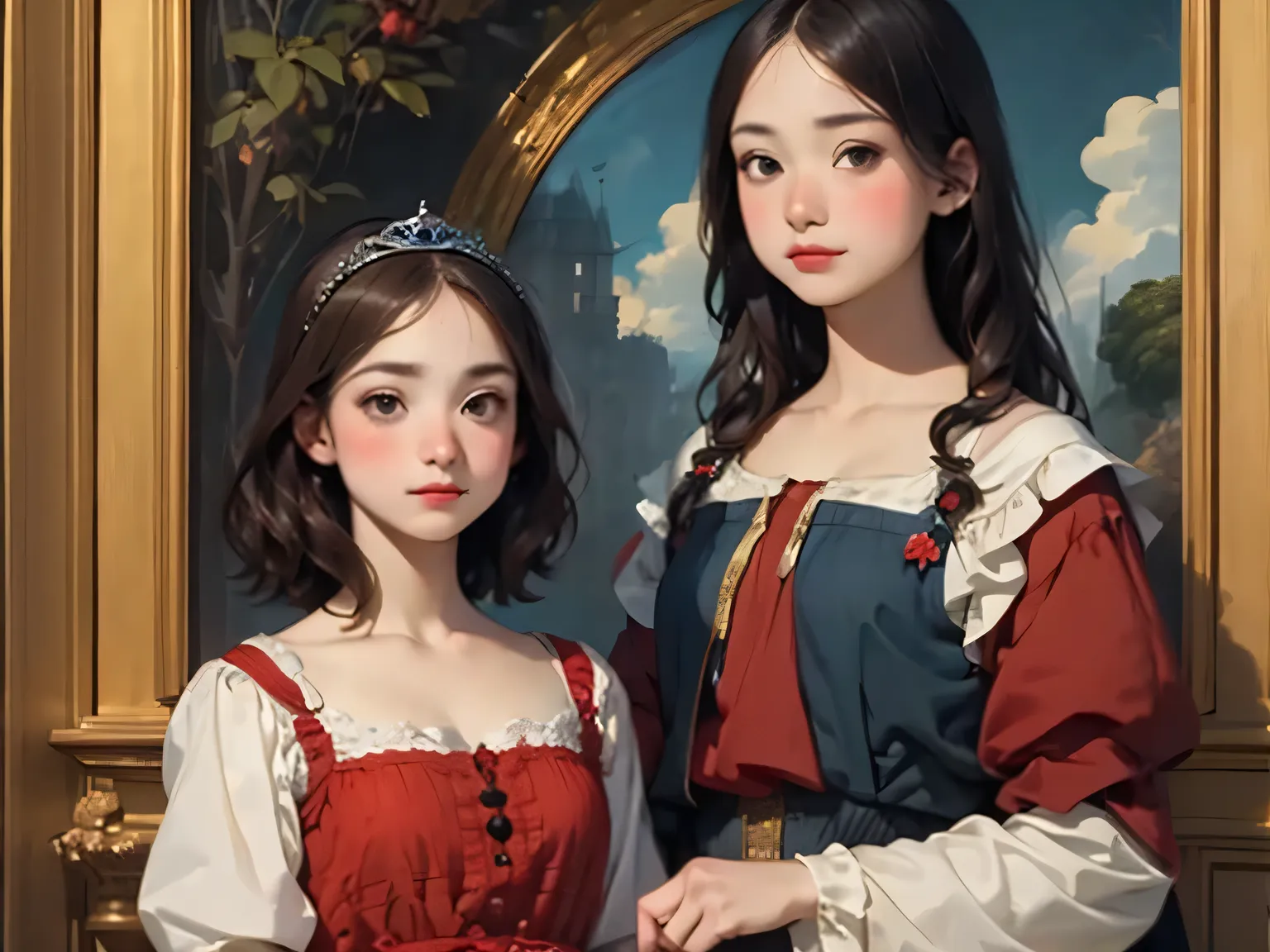 397 ((The Young Princess and the Young Prince)),(short hair),(Neat hair),(Ultra High Definition),(Opulent Palace),(Leonardo da Vinci Style Painting)