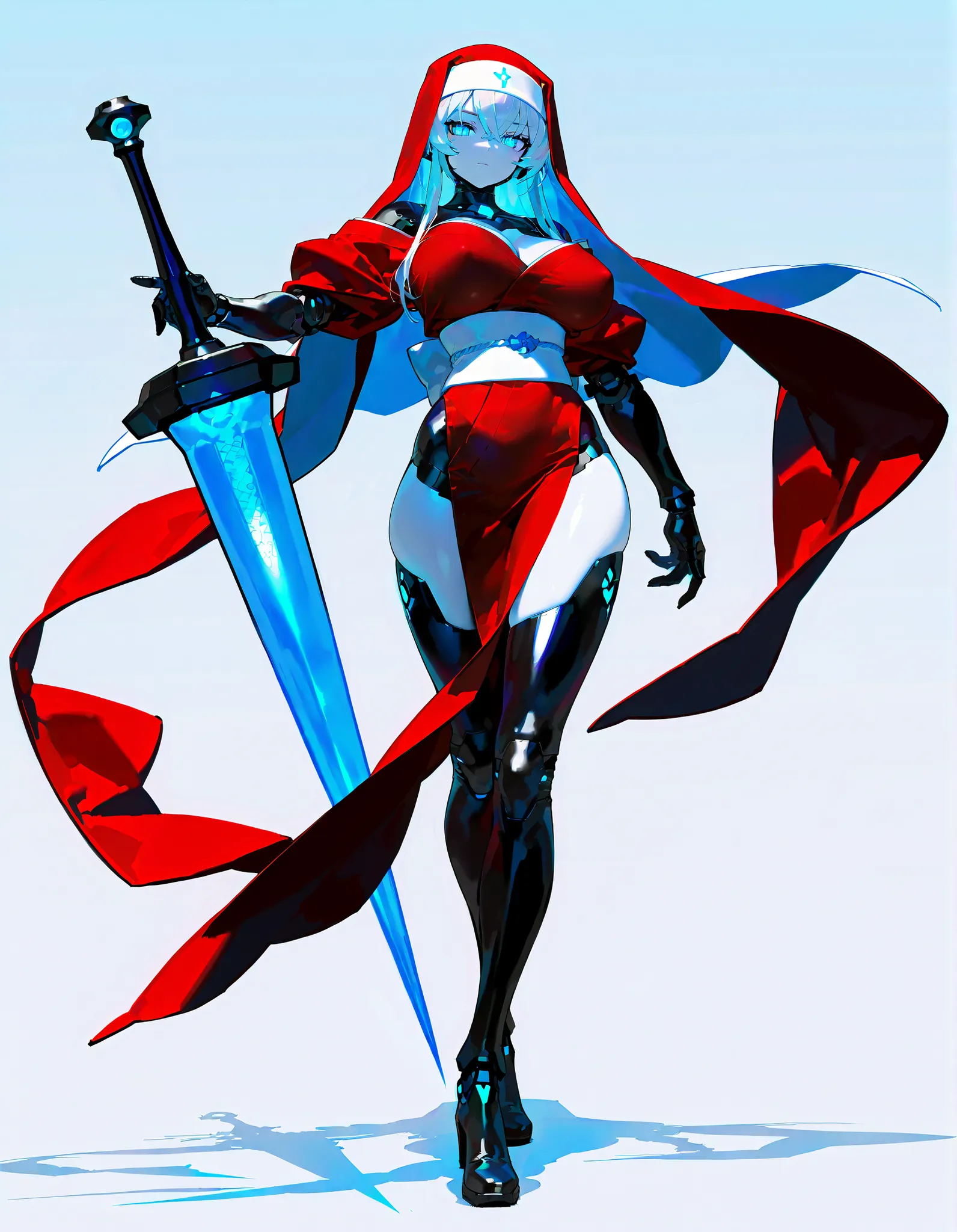 (((masterpiece))), (((Best Quality))), ((Ultra-detailed)), ((extremely delicate and beautiful)),solo, Full body, (phyrexian robotic female)(phyrexian android female) (mechanical undead lady) skin replaced with iron, (pale gold hair and glowing ultra-blue e...