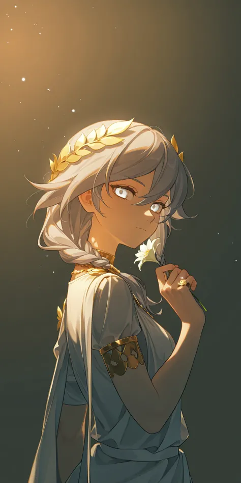 armlet,laurel crown,ancient greek clothes,(face focus, medium shot:1.22), dynamic pose, three quarter shot, looking at viewer, mature, (1girl:0.75), solo, effeminate, tomboy, masterpiece, best quality, amazing quality, very aesthetic, high resolution, ultr...