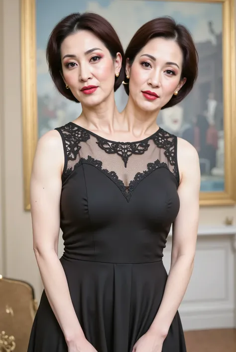 マダム大統領のformalで豪華でクラシックなヴィンテージ、who is completely controlled by viewers like a            beautiful            and powerful president （black）+ vintage jewelry + gorgeous, , 、evil意のあるメイクを助長しています : 50 year old Japanese woman, strong、strong 、dominant、evil、     ...