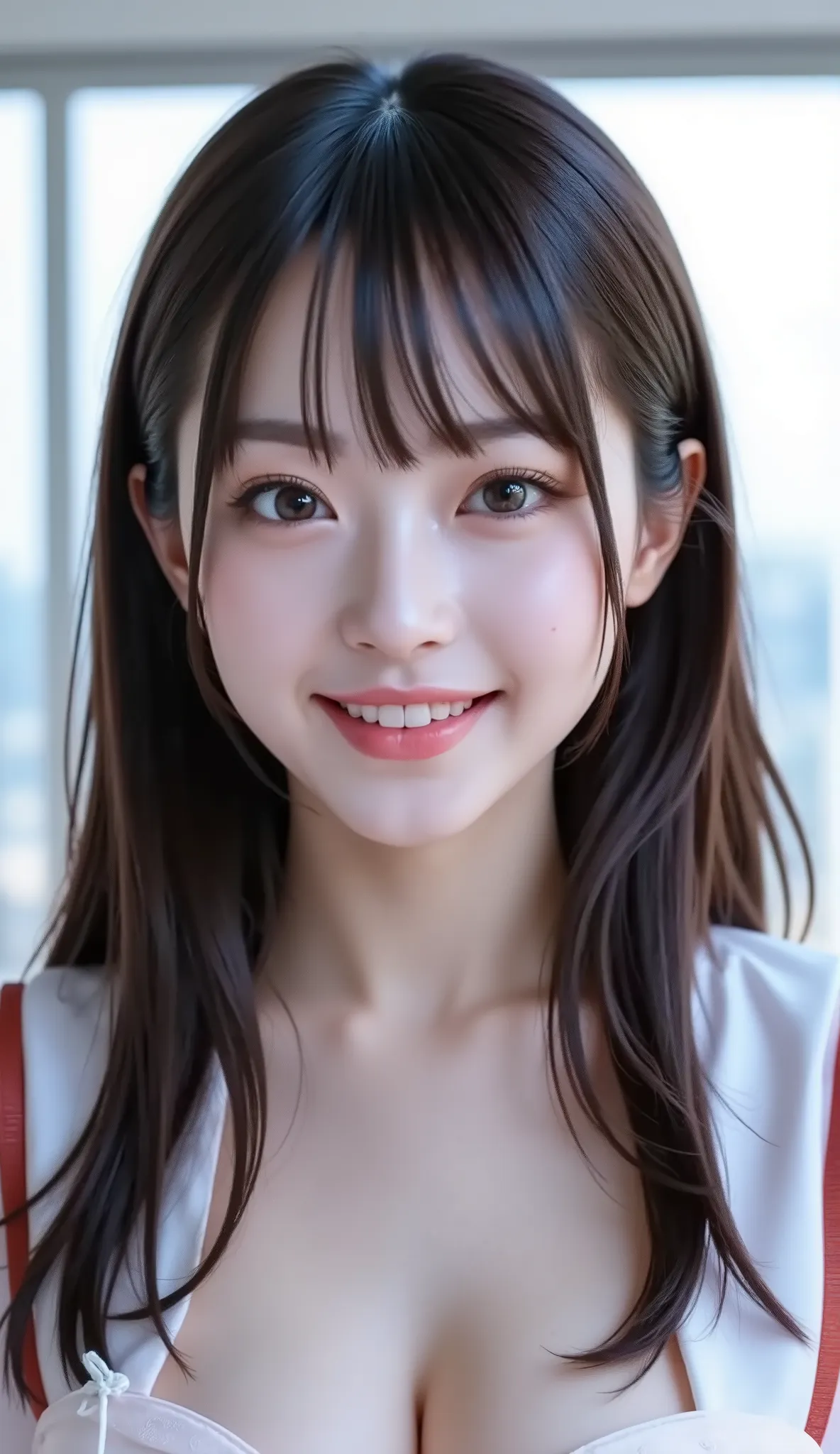 (top quality next to viewers:1.4),(masterpiece:1.4),(realistic:1.4),(realistic:1.2),(超high res, オリジナルのPicture:1.4),(high res, Very Detailed:1.2),(8k:1.2),{Picture},{黒髪の女性のPicture}{One Girl:１８age],{Double Eyed Beautiful Girl：mascara： Teardrop Bag：long eyela...
