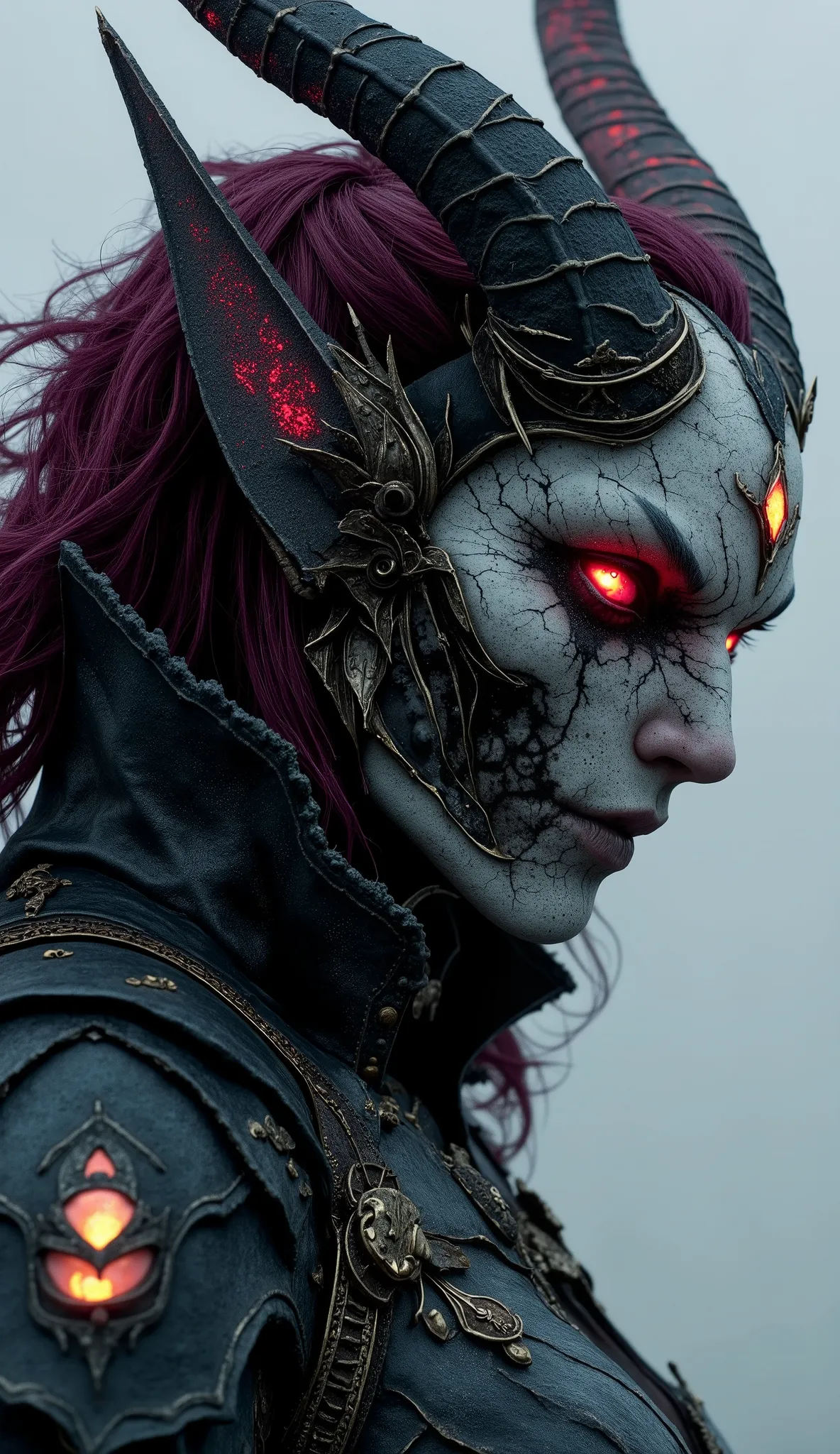 high quality, 8K ultra HD, Una hermosa double exposure que combina una silueta de LA LLAMADA DEL DIABLO con UN CASTILLO GOTICO al atardecer, the coast at dusk should serve as a backdrop, with its details incorporated in THE DEMON, sharp lines, The backgrou...