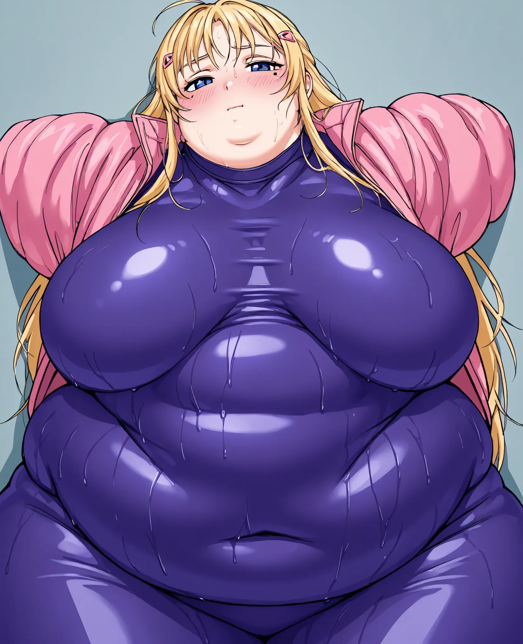 masterpiece, best quality, solo, 1girl, score_9, score_8_up,score_7_up BREAK, 1girl, solo, chubby, fat, very fat, obese, obesearms and legs, sloppy stomach, saggy round breasts, fat face, fupa, double chin, plump, thick thighs, thigh, morbidly obese, immob...