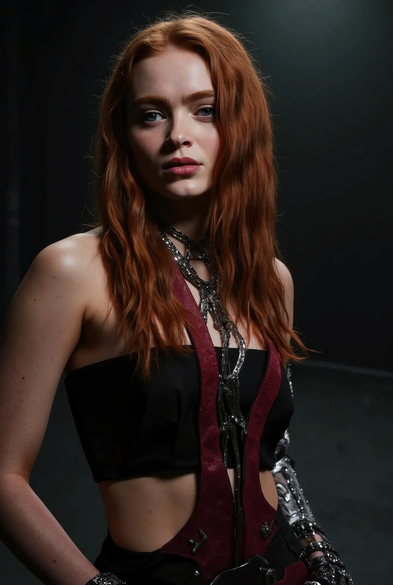 Sadie Sink wearing Jax Mortal Kombat Outfit