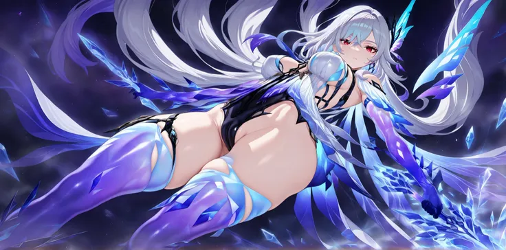 score_9, score_8_up, score_7_up, 1 skirk, solo character, full close UP, masterpiece, best quality, very aesthetic, attractive image, perfect details, a solo character, solo, 1 sexy girl, (1 skirk genshin impact), breathless and hot, she has a powerful and...