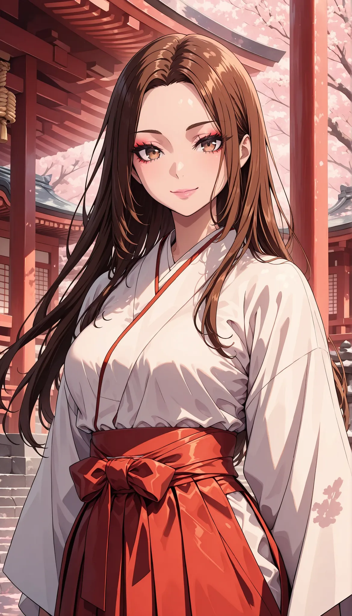 br_art, masterpiece, top quality, Great Quality, very aesthetic, Newest, very detailed, flat color, sharp focus, bright colors, Soft Writing, cinematic composition, Sacred, beautiful woman, brown hair, long straight hair, Long and thick eyelashes, Smile Ya...
