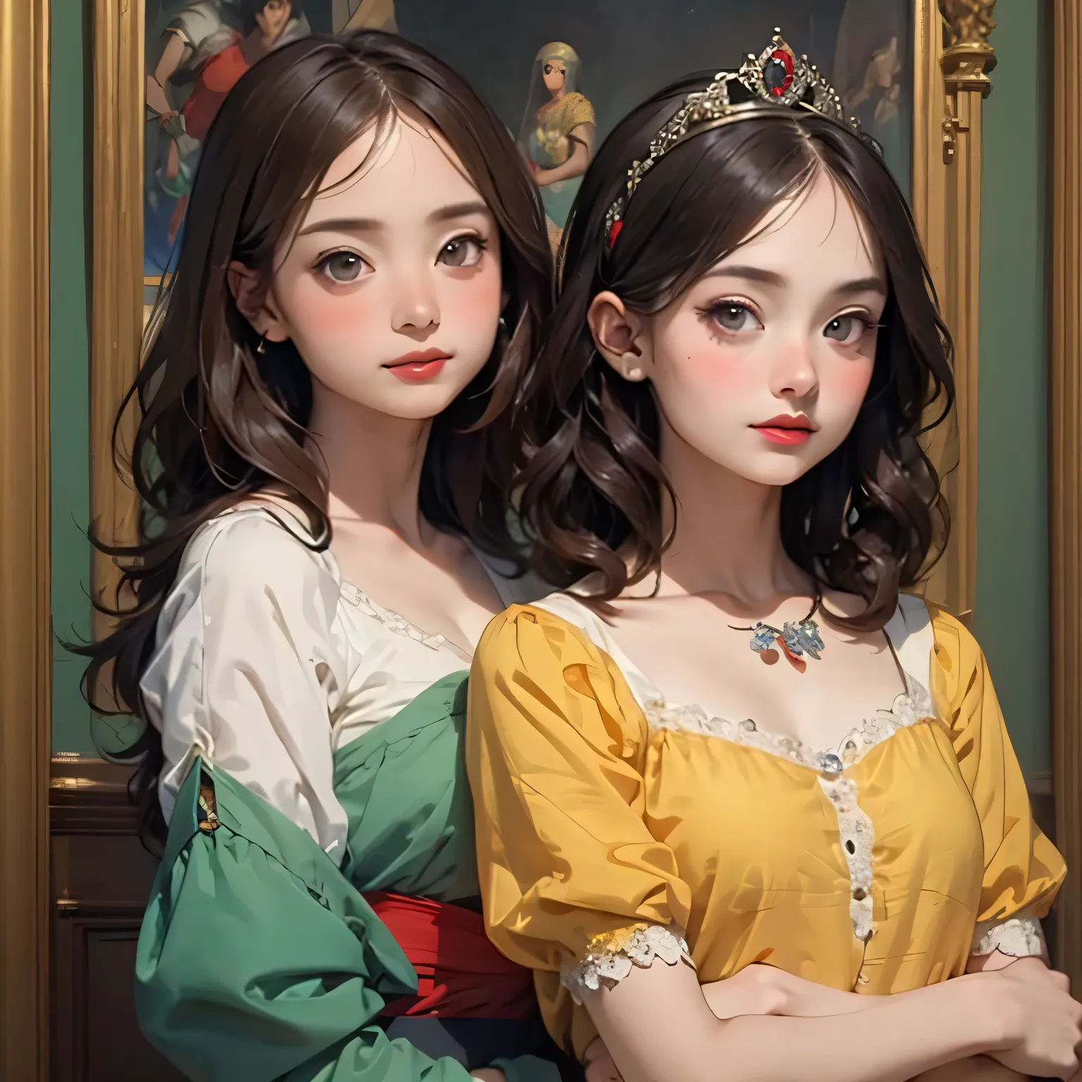 398 ((The Young Princess and the Young Prince)),(short hair),(Neat hair),(Ultra High Definition),(Opulent Palace),(Leonardo da Vinci Style Painting),(Egypt),(Egypt文字)