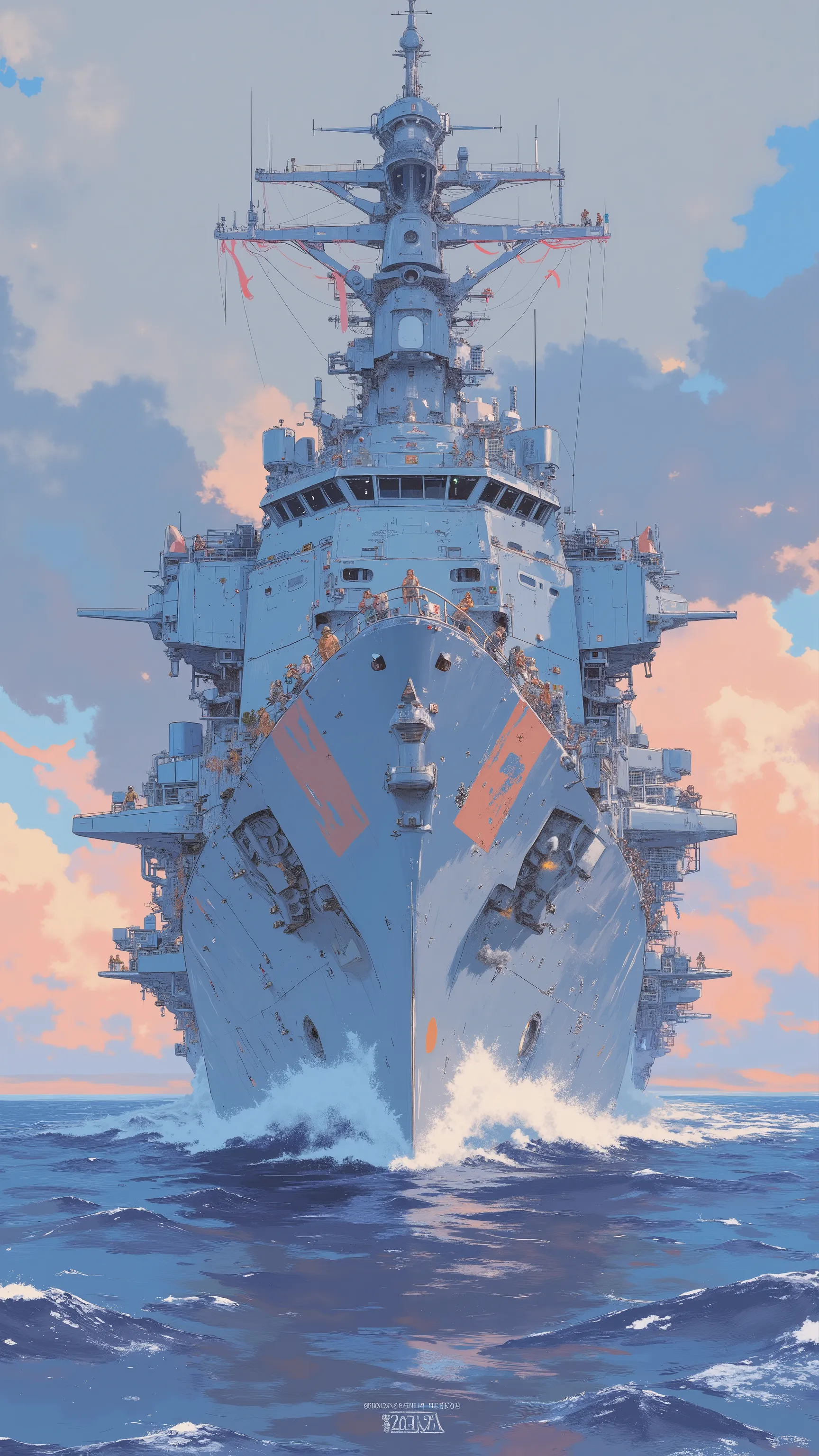 A warship that hunts down Godzilla, by Kentaro Miura, big!!!!!!!!!!!!, slice of life anime, happy!!!, anime style”, official art, an retro anime image, by Hiroshi Arakawa, anime!!!!, FLCL