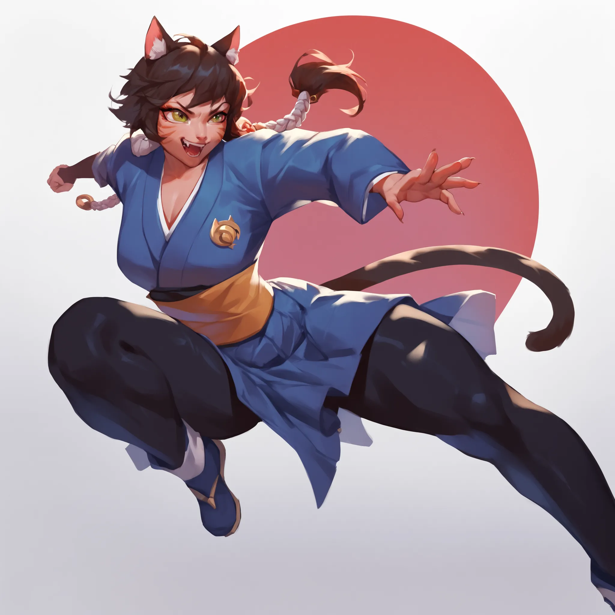 anime character with cat ears and tail in tight clothes, last, SFW version, cat, commission  for high res, anime cat, (sfw) safe for work, девушка-cat, last from league of legends, fullbody commission  for, art with an anthropomorphic animal, kimono, oc co...
