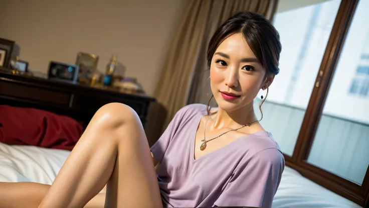 (realistic, photo-realistic:1.4), (top quality, masterpiece:1.2),  Original photo,  high res,,  Very Detailed,  Very Detailed,  Very Detailed, accurate,  camera , Alone, 40 year old Japanese mature  , ( sitting with legs wide open ), ( small breasts,  白のth...