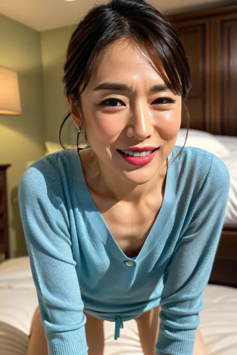 (realistic, photo-realistic:1.4), (top quality, masterpiece:1.2),  Original photo,  high res,  Intricate Details,  Very Detailed,  Very Detailed,  Very Detailed, accurate,  camera , Alone, 40 year old Japanese mature  , ( stand on all fours、Breasts Flicker...