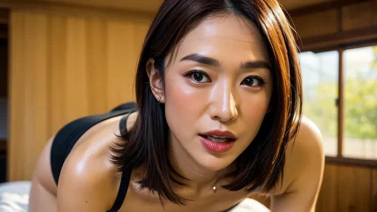 (realistic, photo-realistic:1.4), (top quality, masterpiece:1.2),  Original photo,  high res,  Intricate Details,  Very Detailed,  Very Detailed,  Very Detailed, accurate,  camera , Alone, 40 year old Japanese mature  , (((edge orgasm、、Close your eyes and ...