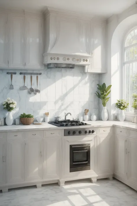A beautiful kitchen without people, high detail, clearly,  Fine Details , looks great, 