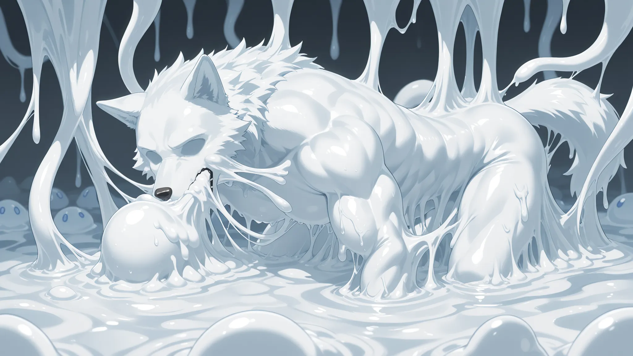 slime Furry, Bound White tentacles　Column transfur,White drone transfur,Bound column transfur,changed,White tentacle slime,melt,goo creature,goo tf, muscle,Tentacle swallowing,absorption, integration,White tentacles,Drowning in liquid,blowjob,erection,,Whi...