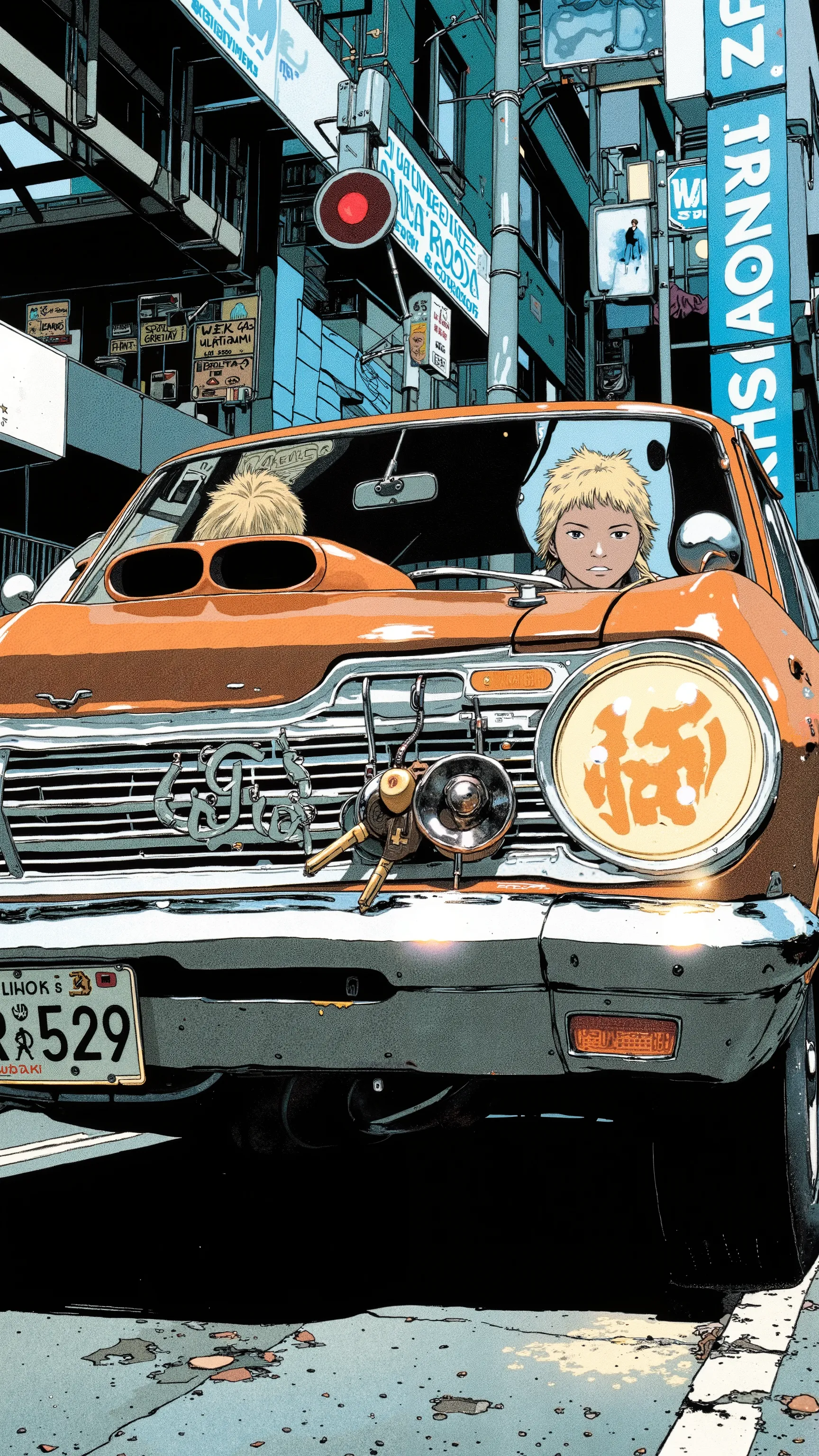 Sleek Design, Equipment, The scene below, which is reminiscent of the manga-specific, of fog lights. car, sense of speed on that front grille, fog lights depicts, Strong presence. Manga-specific, equipped with, expresses the thrill and anxiety, chrome deco...