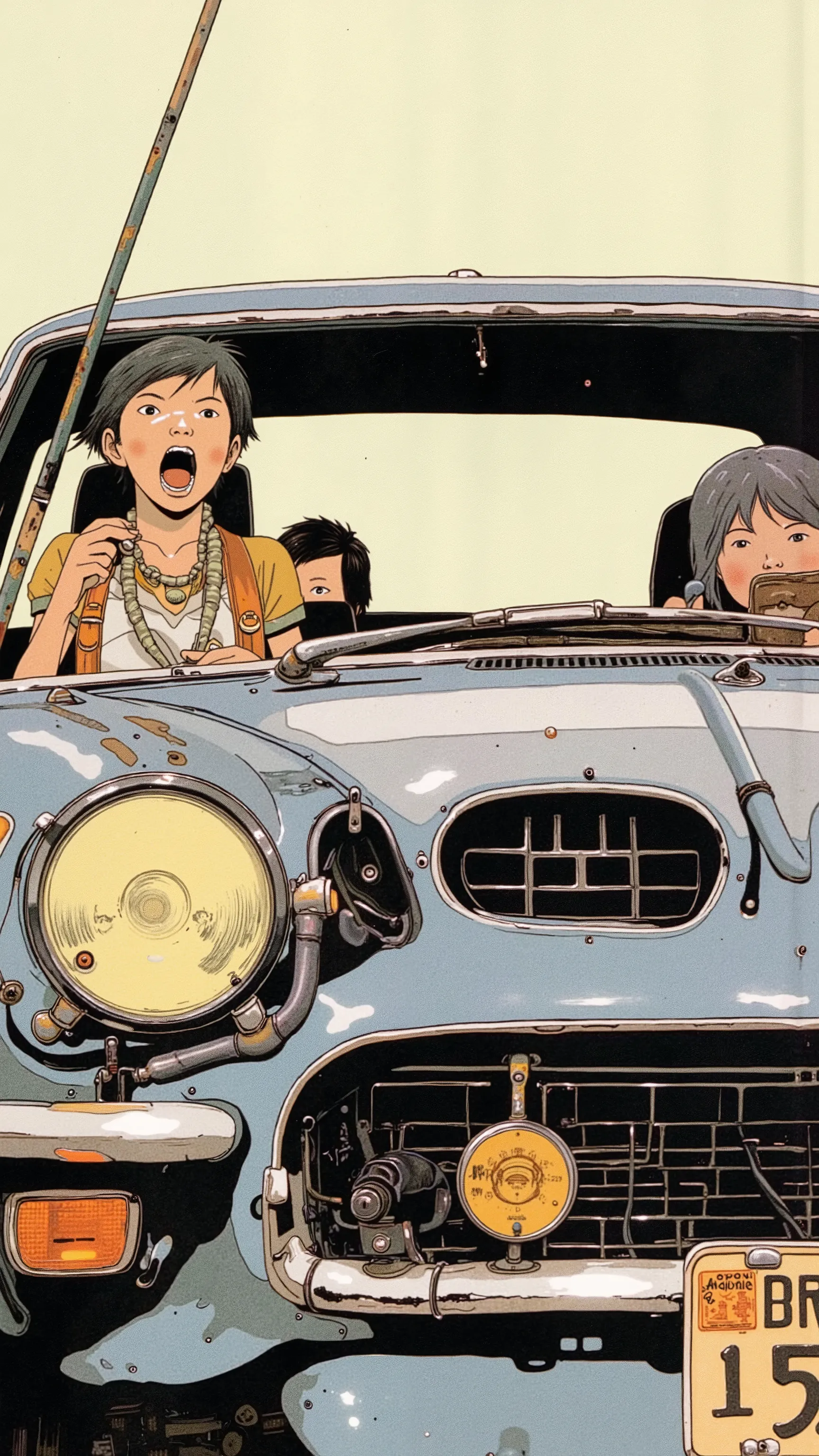 Sleek Design, Equipment, トヨタ2000ＧＴvintage Toyota 2000GT reminiscent of Toyota 2000, of fog lights. car, sense of speed on that front grille, fog lights depicts, Strong presence. Manga-specific, ビンテージトヨタ2000GT、expresses the thrill and anxiety, chrome decora...