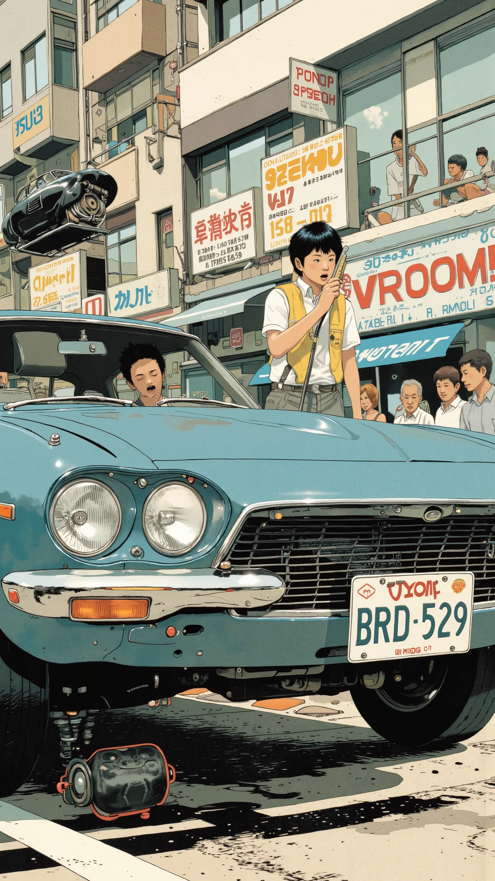 Sleek Design, Equipment, Toyota 2000ＧＴvintage Toyota 2000GT reminiscent of Toyota 2000, of fog lights. car, sense of speed on that front grille, fog lights depicts, Strong presence. Manga-specific, ビンテージToyota 2000GT、expresses the thrill and anxiety, chrom...