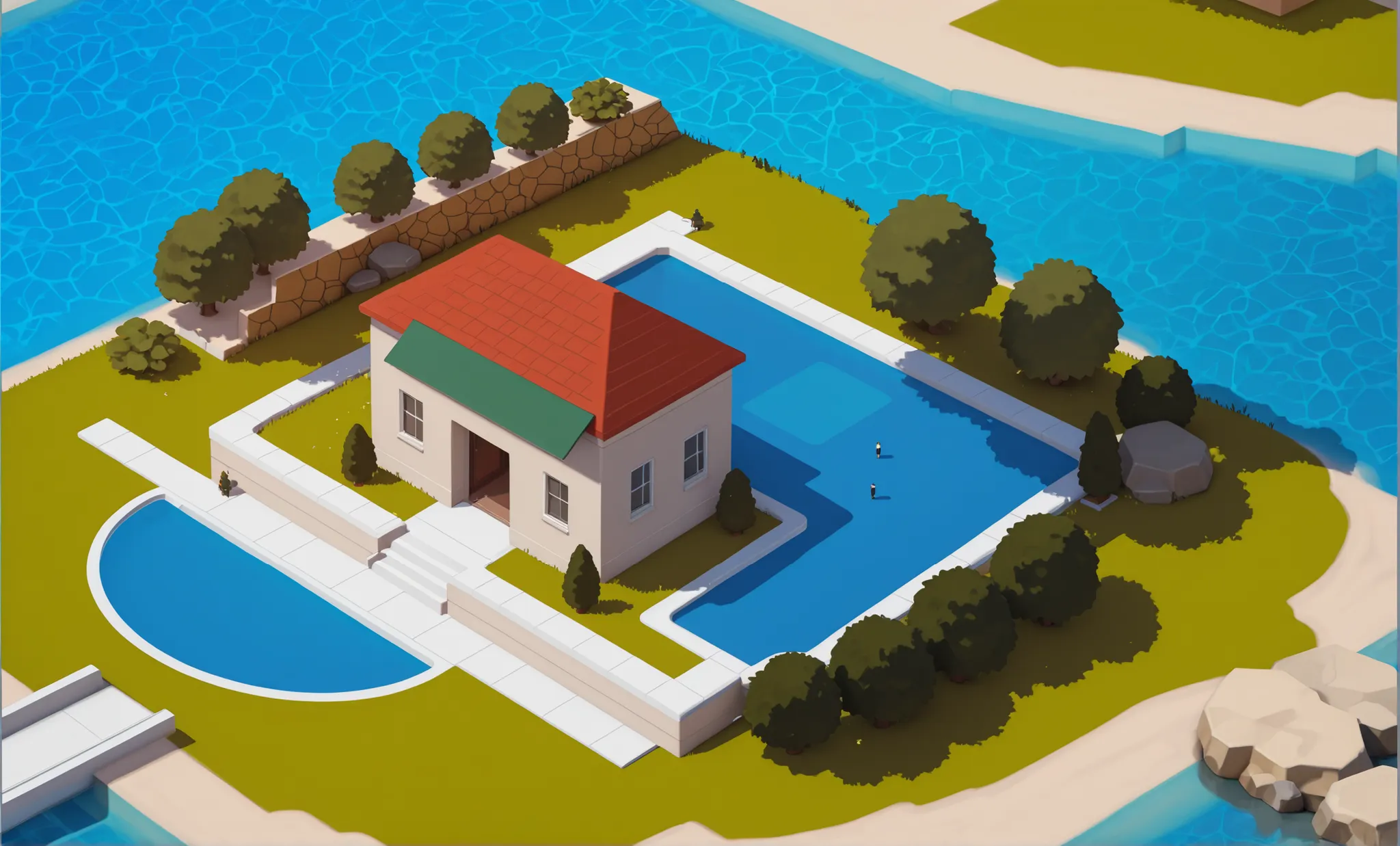 ((isometric)), ((realism)) modern sports club, isometric realism