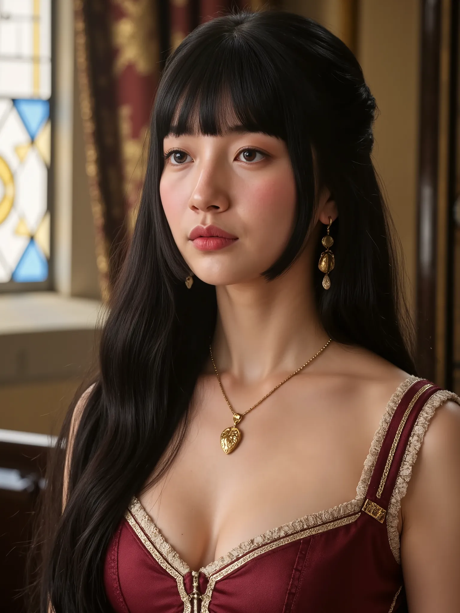 masterpiece, ultra detailed, photorealistic, best quality
beautiful medieval noblewoman portrait, Game of Thrones inspired: Character Features:
- striking feminine beauty
- perfect facial symmetry
- enchanting eyes with depth
- defined cheekbones
- natural...