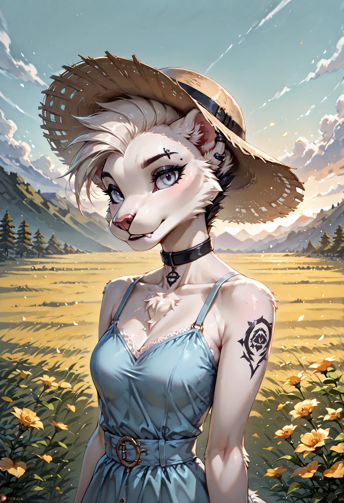 score_9, score_8_up, score_7_up, masterpiece, detailed_eyes, high_quality, best_quality, highres, absurdres, 8k, subject_focus, depth_of_field, best quality, solo , anthro , Zaffa , close up,  lioness, black and white hair , white fur , fluffy fur , detail...
