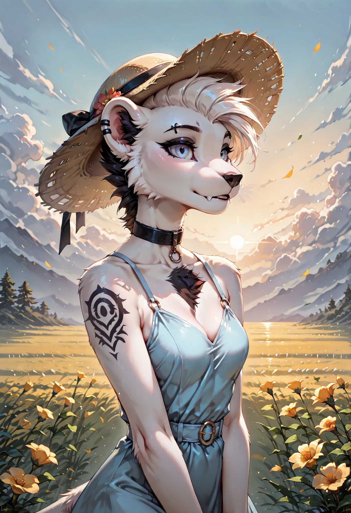 score_9, score_8_up, score_7_up, masterpiece, detailed_eyes, high_quality, best_quality, highres, absurdres, 8k, subject_focus, depth_of_field, best quality, solo , anthro , Zaffa , close up,  lioness, black and white hair , white fur , fluffy fur , detail...
