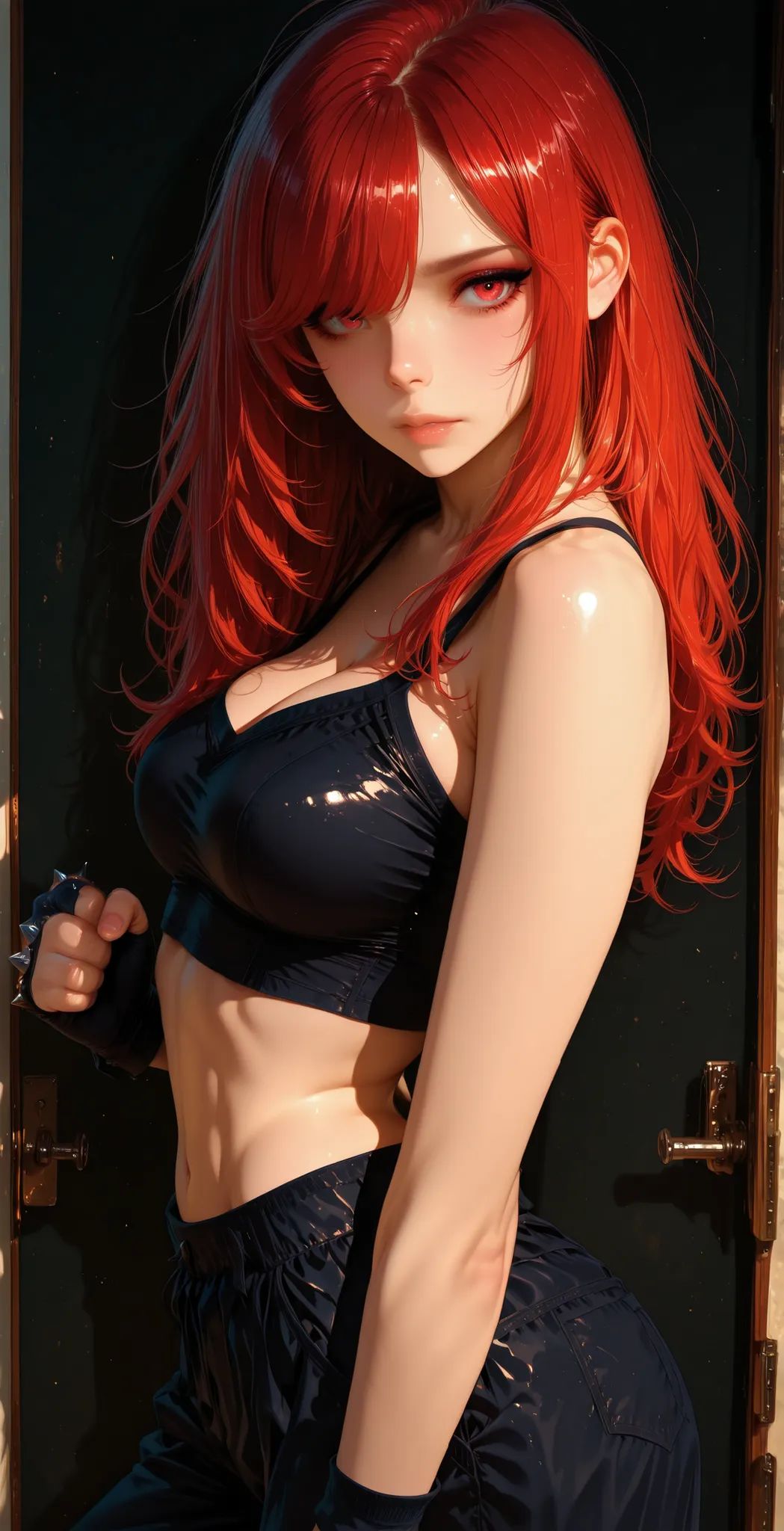 (masterpiece:1.35), (very aesthetic, best quality:1.3), highly detailed, dynamic lighting, dark environment, backlit, absurdres, detailed shading and textures, dark background, cyberpunk aesthetic, close-up, hyperdetailed, flat anime style, no lineart, det...