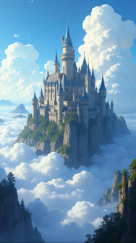 highdefinition image、A city on clouds close to space、Lost City Pictures、Picturesque Backdrop、Digital image of a fortress、High resolution has a castle in the background、四角い見た目、A dreamy fortress above the clouds、Highly detailed digital image、HIGHLY DETAILED ...