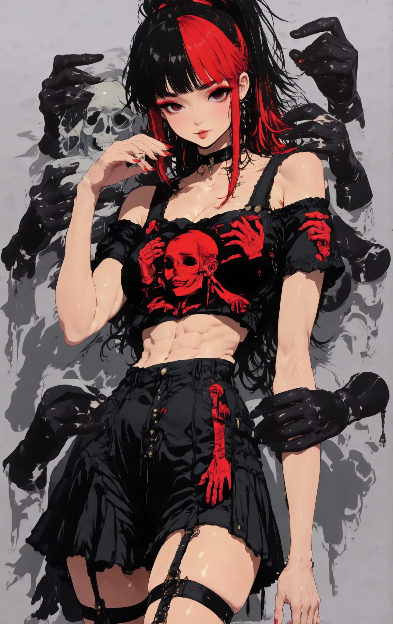 (masterpiece:1.35), (very aesthetic, best quality:1.3), highly detailed, absurdres, perfect anatomy, detailed clothing and textures, flat anime style, rich color, detailed lighting and shadows, eyelashes, eyebrows, lips, collarbone, dynamic angle, in the s...